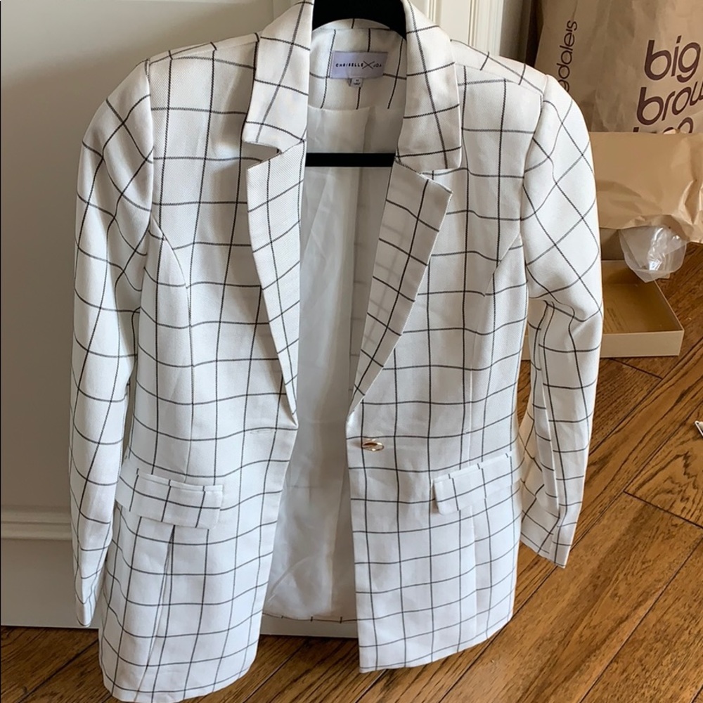 Black and white plaid blazer